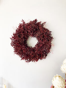 Preserved Burgundy Ruscus Wreath, 4 of 5