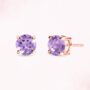 Lavender Amethyst Round Stud Earrings In Sterling Silver And Gold Vermeil, thumbnail 7 of 12