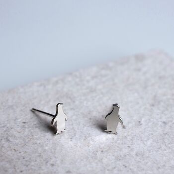 Sterling Silver Penguin Stud Earrings, 2 of 6