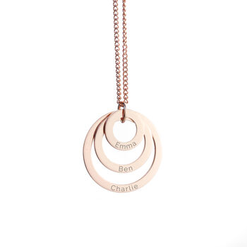 Personalised Rose Gold Plated Rings Of Love Necklace, 4 of 4