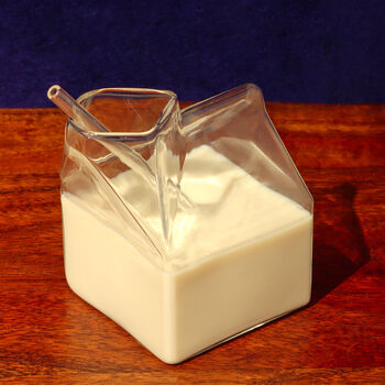 G Decor Amusing Milk Carton Shaped Glass With Straw, 2 of 3