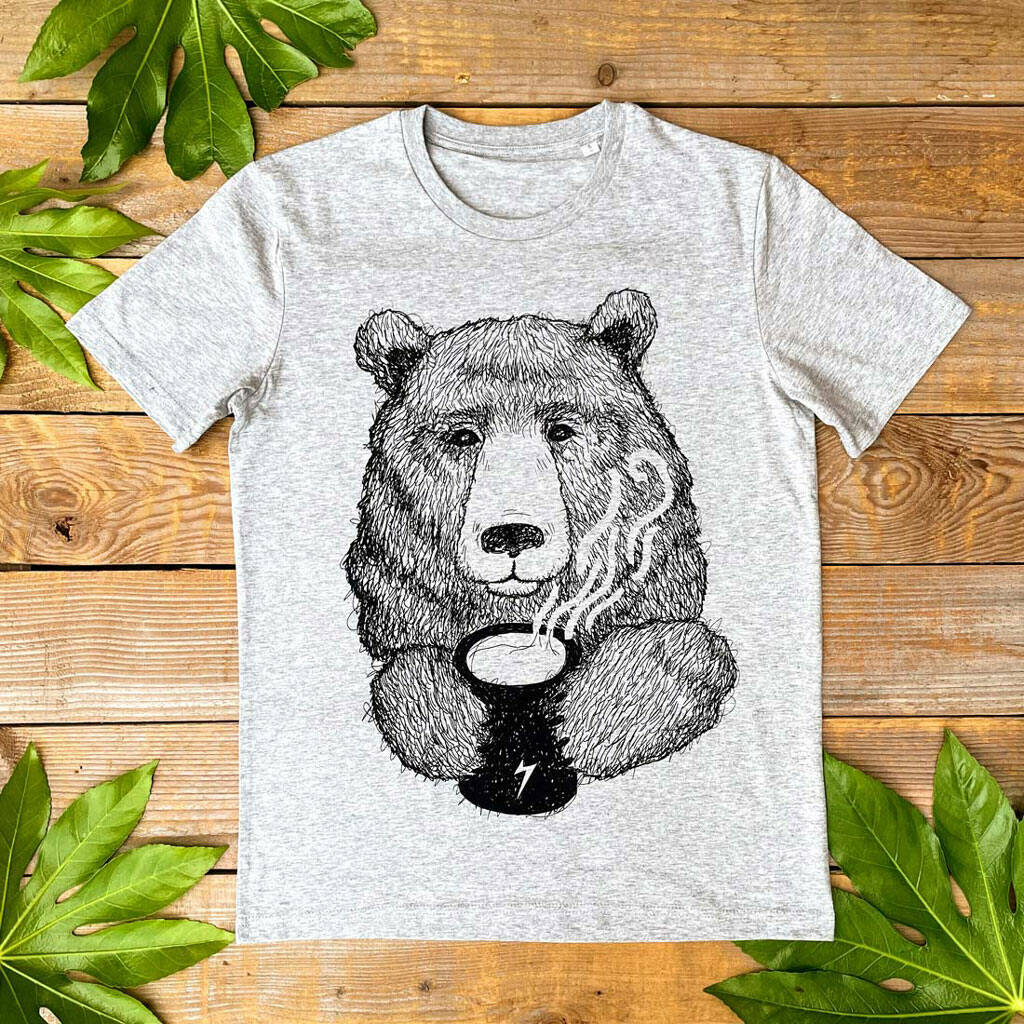 Cuppa Bear Men's Organic T Shirt, 1 of 6
