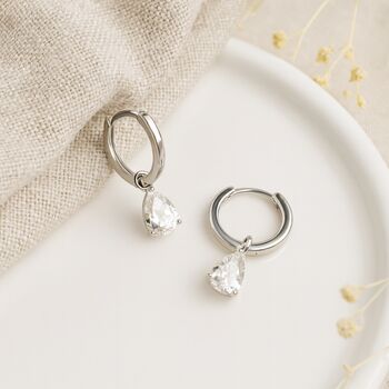 Sterling Silver Teardrop Cz Hoop Earrings – 12mm, 2 of 4