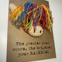 Rainbow Highland Cow Crochet Positivity Card Handmade Storm, thumbnail 9 of 9