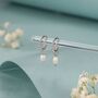 Sterling Silver Natural Freshwater Pearl Pebble Huggie Hoop Earrings, thumbnail 7 of 11