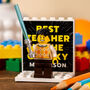 Best Teacher In The Galaxy Personalised Lego® Brick Minifig Gift, End Of Term Thank You Present For Sci Fi Fan, thumbnail 1 of 12