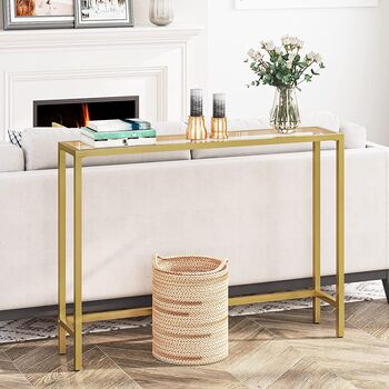 Gold Hallway Tempered Glass Console Entryway Table, 2 of 9