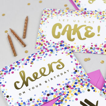 'Cheers On Your Birthday!' Gold Foil Confetti Card, 2 of 2