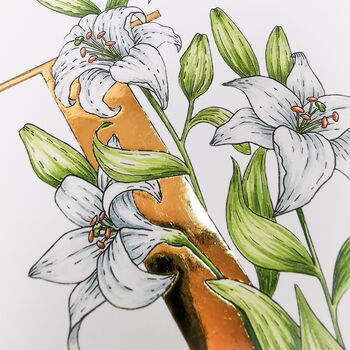 L Is For Lily Illuminated Botanical Print, 3 of 6