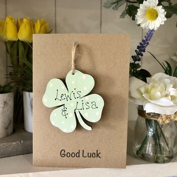 Personalised Good Luck Card Four Leaf Clover Keepsake, 7 of 9