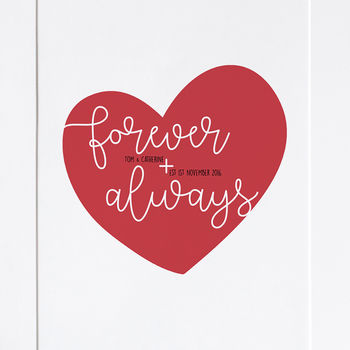 Personalised 'Forever And Always' Heart Print, 7 of 8