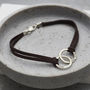 Personalised Men's Double Hoop Leather Bracelet, thumbnail 4 of 11