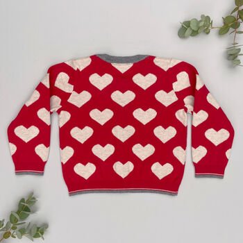 Hearts Knitted Cardigan In Red, 6 of 9