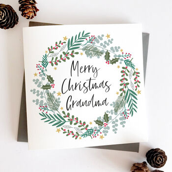Grandparent Wreath Christmas Card, 3 of 7