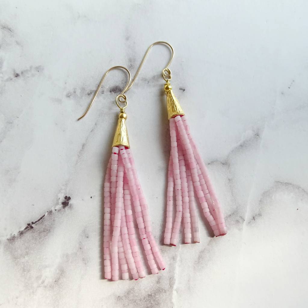 Marble Bead Tassel Earrings By Magpie Living
