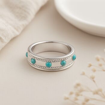 Personalised Sterling Silver Turquoise Spinner Ring – 5mm, 4 of 8