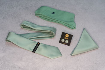 Sage Green Textured Tie Set And Socks Wedding Groomsmen Gift, 5 of 6