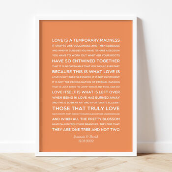 Personalised 'Love Is A Temporary Madness' Print, 10 of 10