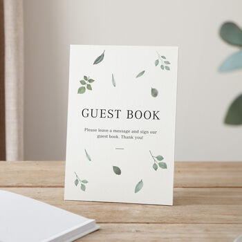 Watercolour Leaves Scattered Personalised Wedding Guest Book, 3 of 3