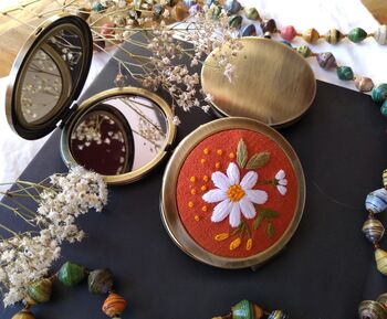 Pocket Mirror With Hand Embroidered Flower, 8 of 12