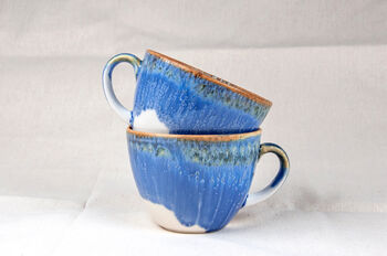 Blue Set Of Two Porcelain Tea Cup With Saucer, 4 of 11