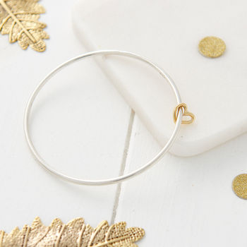 Open Heart Solid Silver And Gold Bangle, 8 of 9