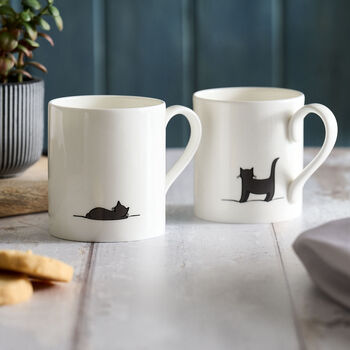 Cat Mugs, Set Of Four Fine Bone China, 3 of 10