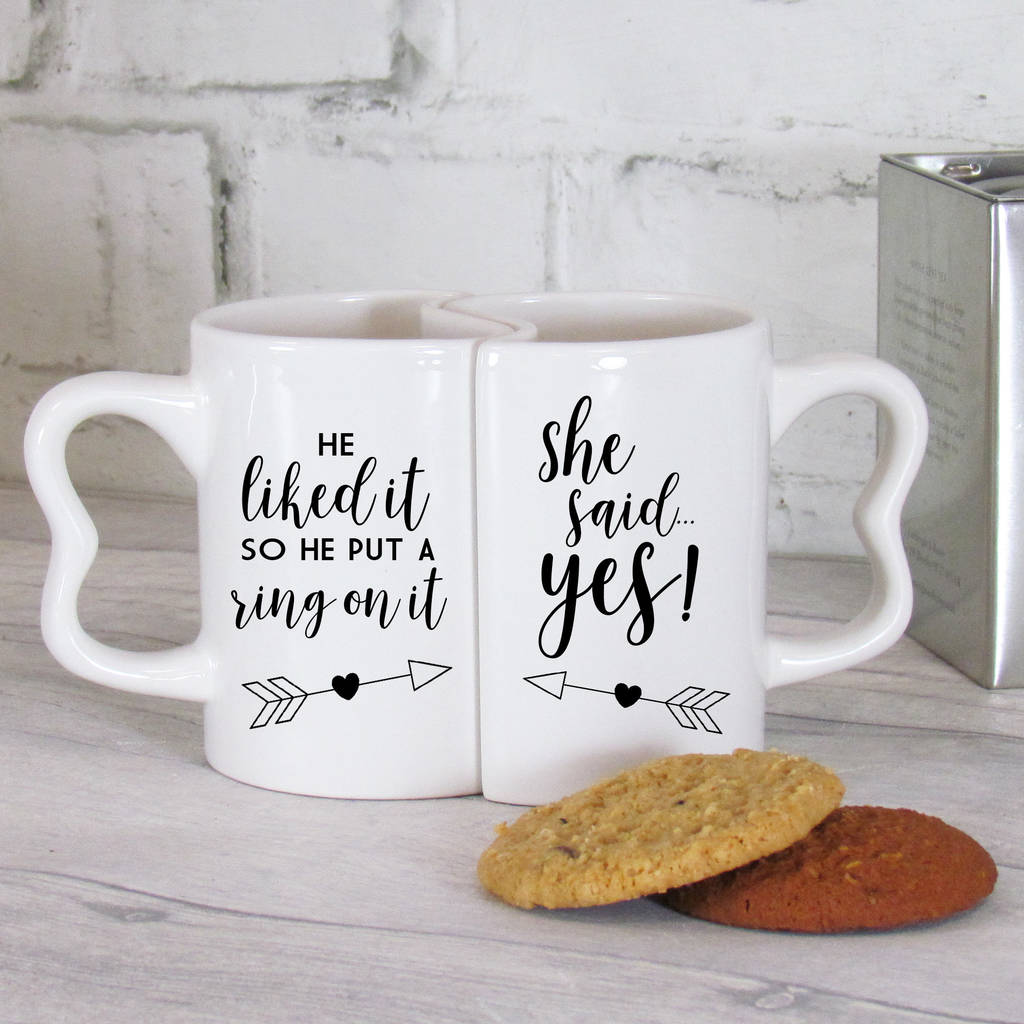 engagement mug set by perfect personalised gifts