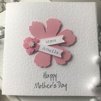 Personalised Mothers Day Pink Flower Card, 5 of 9