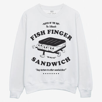 Fish Finger Sandwich Unisex Graphic Sweatshirt In White, 5 of 5
