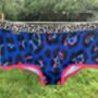 Ladies Boxer Shorts Blue Leopard Print, thumbnail 1 of 6