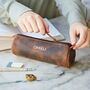 Personalised Buffalo Leather Round Pencil Case, thumbnail 2 of 9