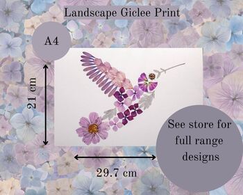 Floral Hummingbird Pressed Flower Art Print, 4 of 4