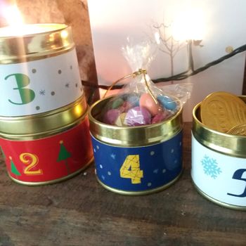 Advent Calender Tins With Candles And Treats, 3 of 8