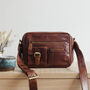 Leather Pocket Crossbody Bag, Tan, thumbnail 1 of 5