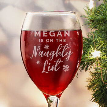 Personalised I'm On The Naughty List Wine Glass Gift Boxed – Christmas Gift Idea, 3 of 5