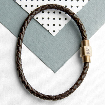 Personalised Rose Gold Plated Clasp Leather Bracelet, 5 of 6