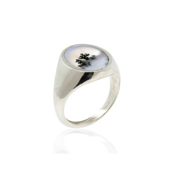 Snow Agate Signet Ring Silver/Gold, 6 of 12