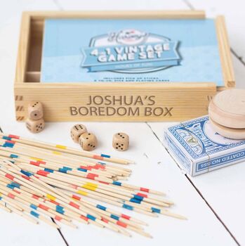 Personalised Wooden Vintage Board Four In One Game Set, 3 of 3