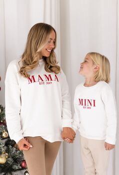 Christmas Mini Est Personalised Embroidered Sweatshirt Jumper With Optional Matching Mama, 6 of 12