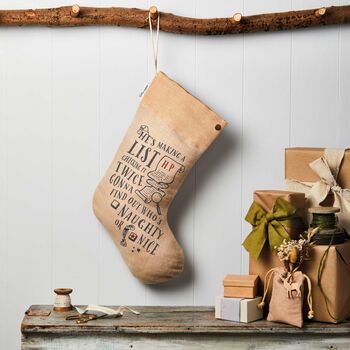 Personalised Naughty Or Nice Linen Christmas Stocking, 4 of 4