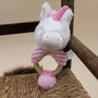 White And Pink Soft Unicorn Baby Rattle, thumbnail 3 of 6