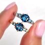 Ombre Blue Topaz Five Stone Ring In Silver And Gold, thumbnail 1 of 11