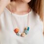 Coral Terrazzo, Sage Pink And Teal Geometric Necklace, thumbnail 1 of 7