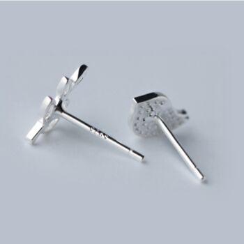 Sterling Silver Bird And Leaf Stud Earrings, 2 of 4