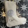 Personalised Glitter Smiley Face Christmas Stocking, thumbnail 4 of 5