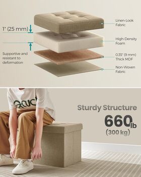 Storage Ottoman Flipping Lid Foldable Storage Bench, 6 of 8