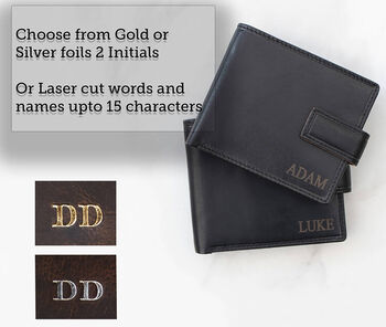 Personalised Mens Luxury Bifold Leather Wallet Rfid Protected, 8 of 9