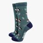 Puffins And Coral Women's Bamboo Ankle Socks Sage Green, thumbnail 1 of 4