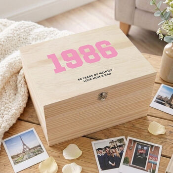 Personalised Year Milestone Wooden Memory Box 18th, 21st, 50th Birthday And Anniversary Gift, 3 of 12